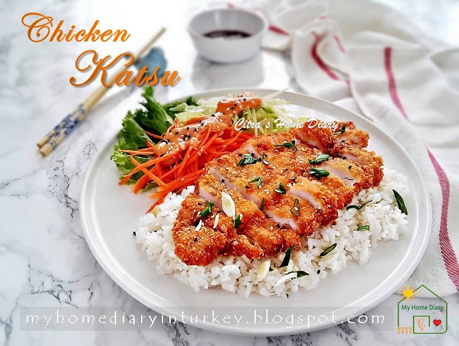 Citra's Home Diary Easy Chicken Katsu recipe with katsu sauce.