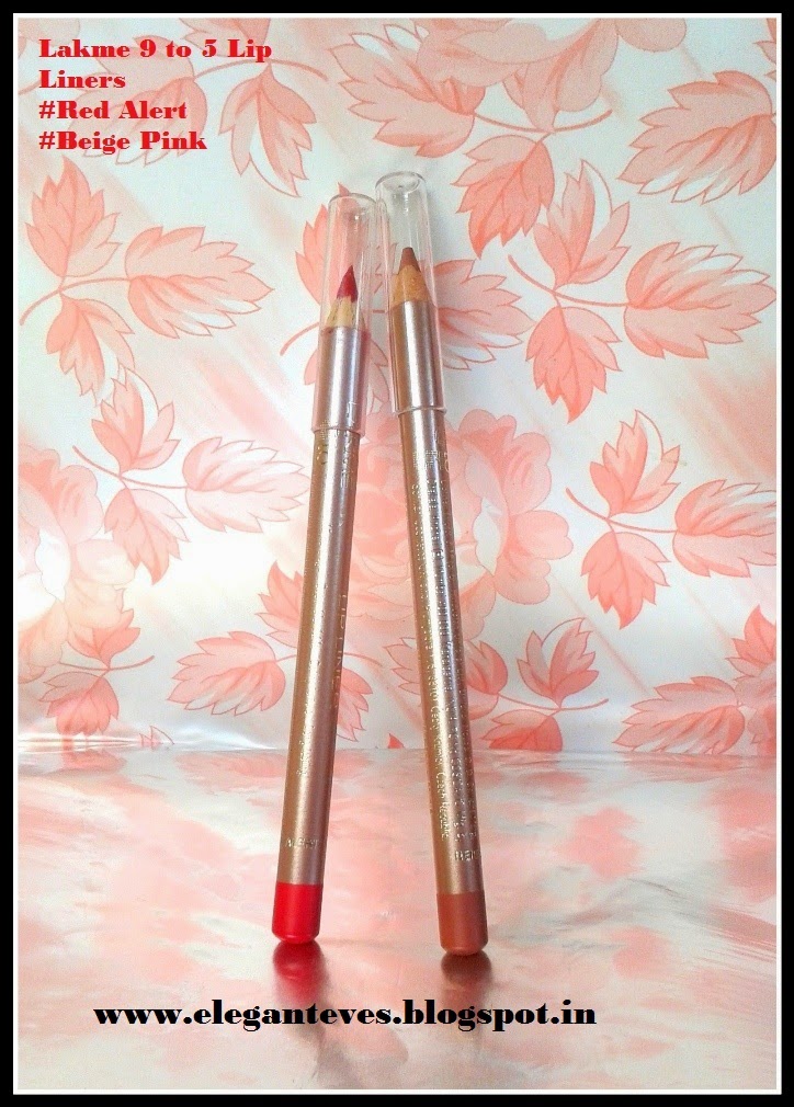 Lakme 9 to 5 Lip liners in Beige Pink and Red Alert 