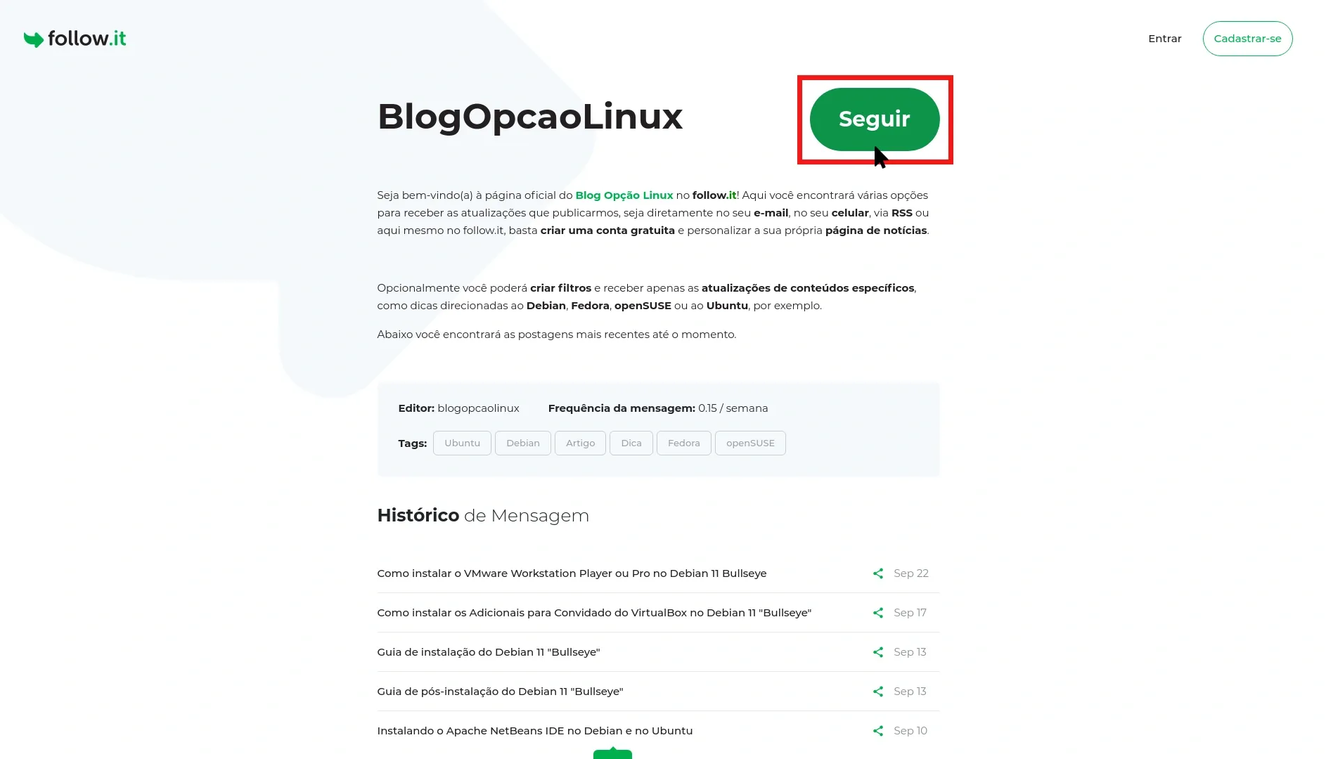 Página oficial do Blog Opção Linux no follow.it