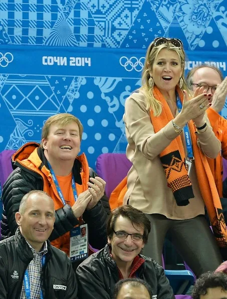 King Willem-Alexander and Queen Maxima attend the Short Track on day 3 of the Sochi 2014 Winter Olympics