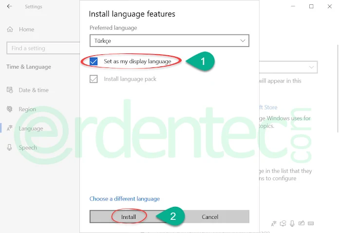 Change Language on Windows 10