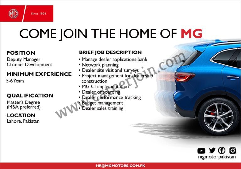 Jobs in MG Motor Pakistan