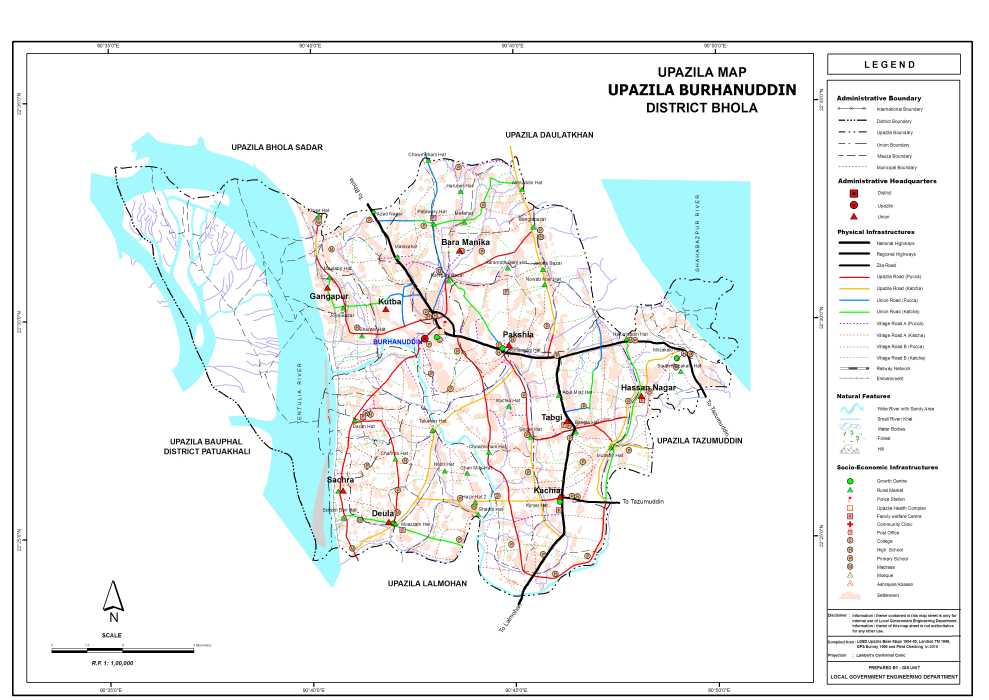 Burhanuddin Upazila Map Bhola District Bangladesh