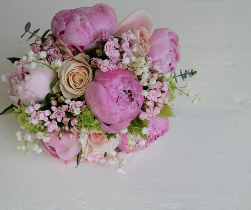 Pink Peony & Lily of the Valley Spring Wedding Bouquet