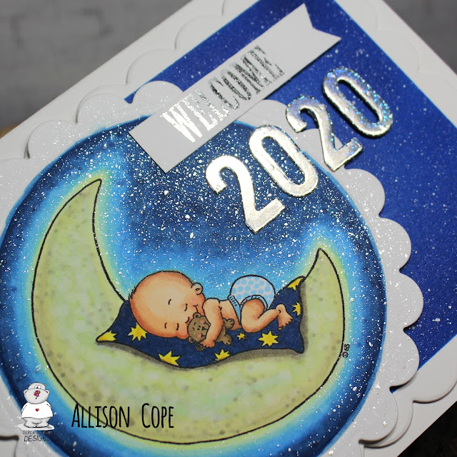 Welcome 2020 card by Allison Cope featuring the "Baby on the Moon" by Gerda Steiner Designs