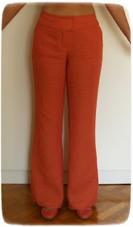 The Flowery Skirt: Orange linen pants 3F Burda easy fashion F/S 2009