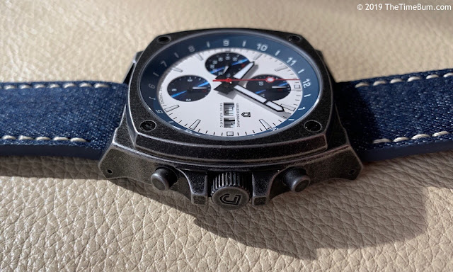 Jubileon Superellipse Chronograph Blue on White Vintage Gunmetal