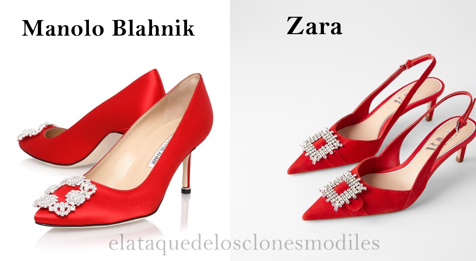 Clon zapatos rojos Blahnik, Zara