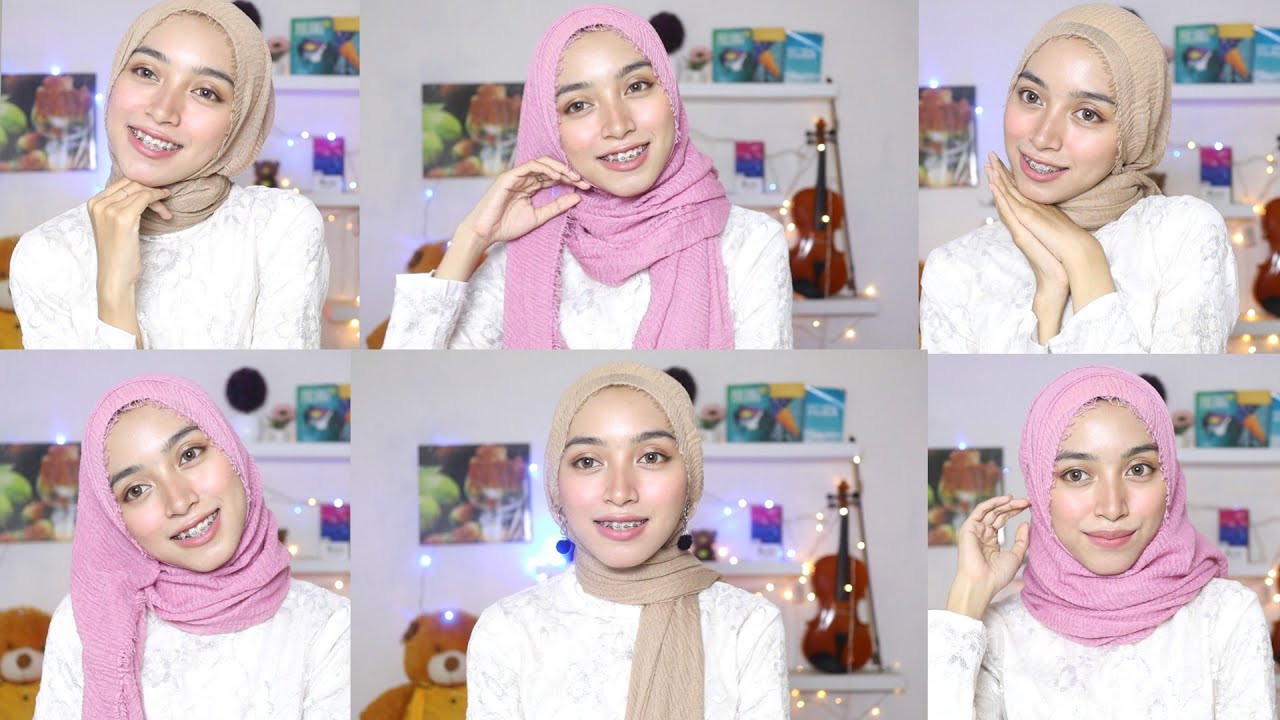 cara memakai jilbab segi empat untuk wajah bulat