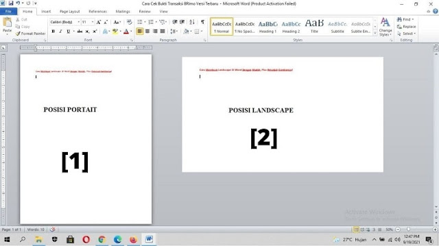 Membuat Landscape Di Word