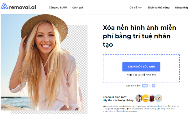 Removal ai - Công cụ tách nền online bằng AI trên  miễn phí -  