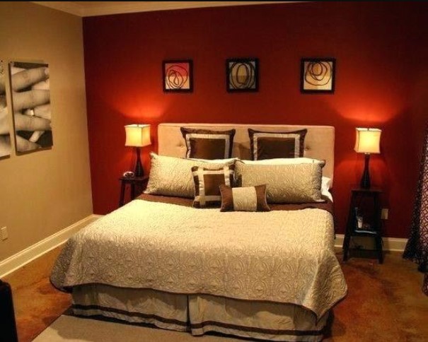 brown two colour combination for bedroom walls