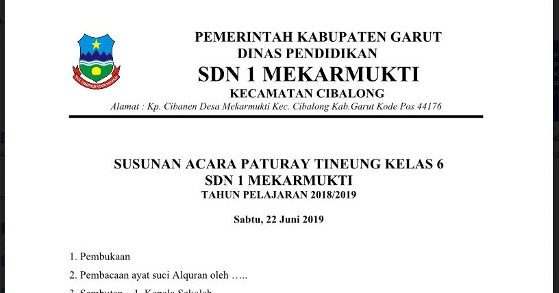 Unduh Contoh Susunan Acara Perpisahan, Paturay Tineung