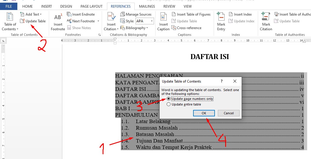 Cara Membuat Daftar Isi Ms Word Otomatis Manual Pakar Dokumen
