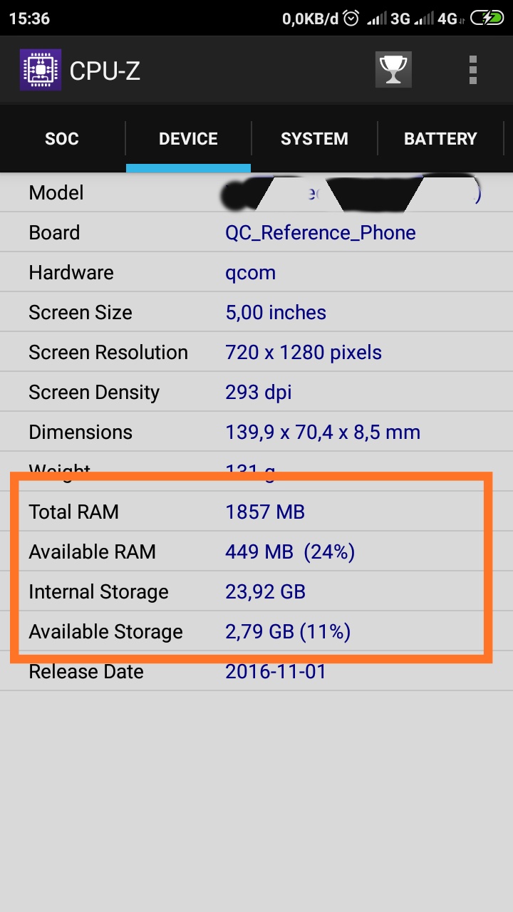 Cek sisa memori hp vivo
