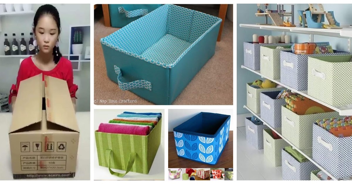 Haz útiles cajas organizadoras reciclando cartón y tela ~ 