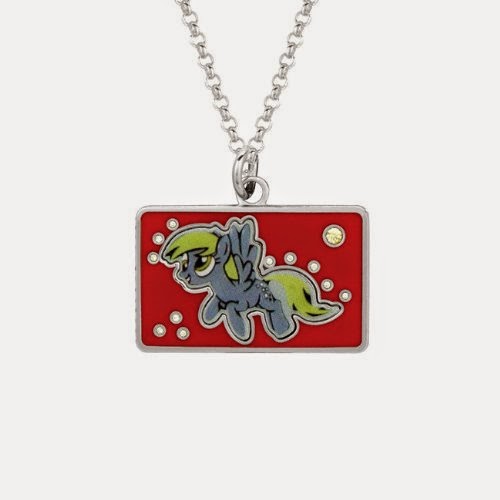 Derpy Silver Plated Crystal Dog Tag Pendant Necklace
