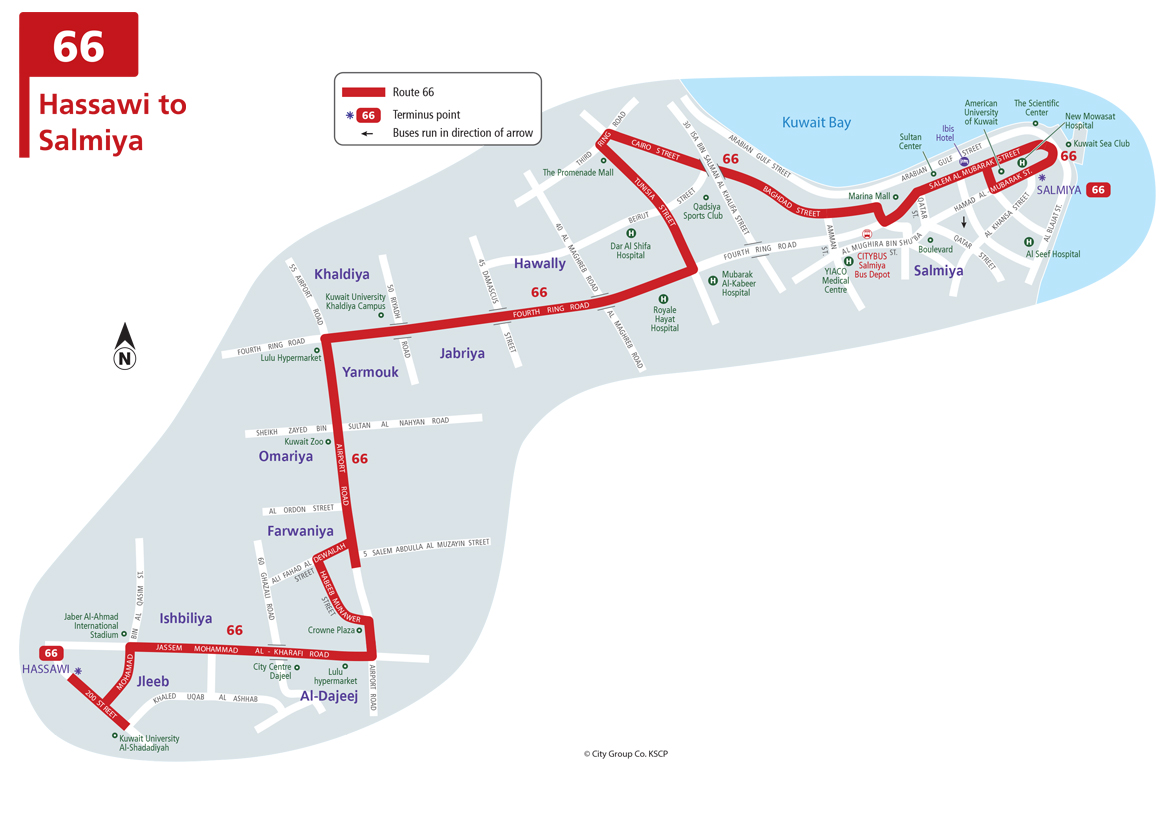 Kuwait Bus Route Number 66 From Salmiya To Hassawi