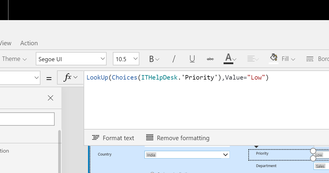 Sharepoints Solutions PowerApps Set Dropdown default value formula