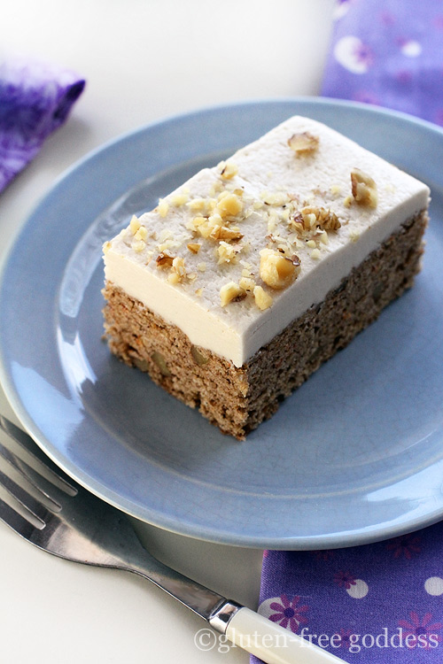 Carrot quinoa bars with vegan frosting
