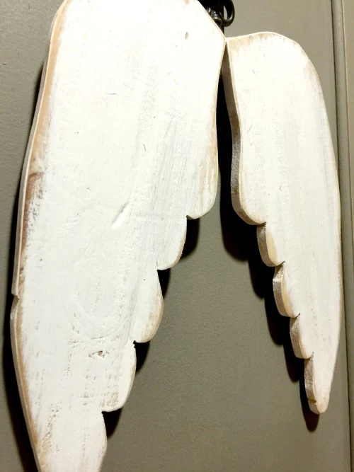 White washed wooden angel wings