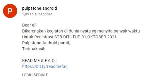 Registrasi STB Pulpstone Android