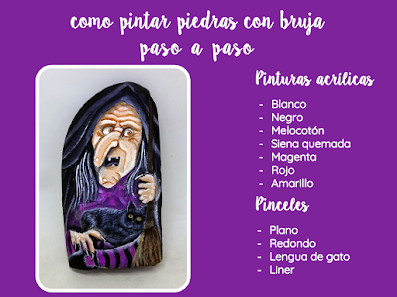 COMO PINTAR PIEDRAS CON BRUJA DE HALLOWEEN PASO A PASO