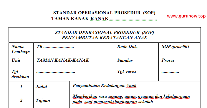 Jadwal Harian & Standar Operasional Prosedur (SOP Jadwal Harian & Standar Operasional Prosedur (SOP