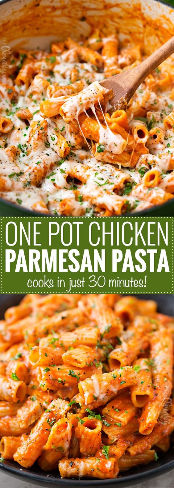 All the great chicken parmesan flavors, combined in one easy one pot pasta dish that's ready in 30 minutes! Less dishes, but a meal with maximum flavor! All the great chicken parmesan flavors, combined in one easy one pot pasta dish that's ready in 30 minutes! Less dishes, but a meal with maximum flavor!