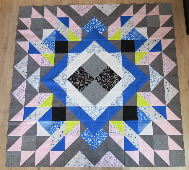 Luna Lovequilts - A finished quilt top - Diaspora pattern designed by psbquilts - Snap to Grid collection by Kimberly Kight