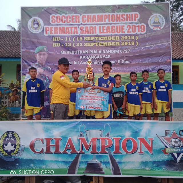 KodimKaranganyar - Resmi Soccer Championship Permata Sari League 2019 Piala Dandim 0727 Karanganyar Di Tutup