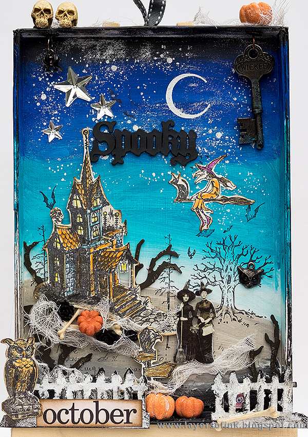 Layers of ink - Halloween Shadow Box Tutorial by Anna-Karin Layers of ink - Halloween Shadow Box Tutorial by Anna-Karin with Tim Holtz stamps and idea-ology