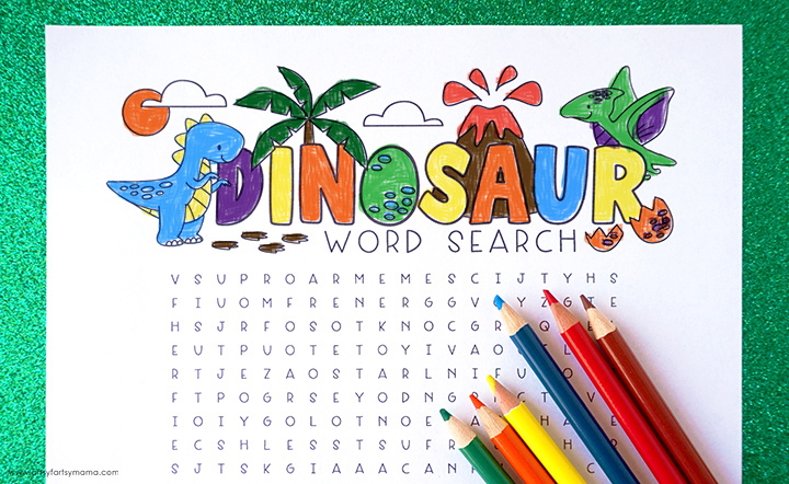 Free Printable Dinosaur Word Search Coloring Page