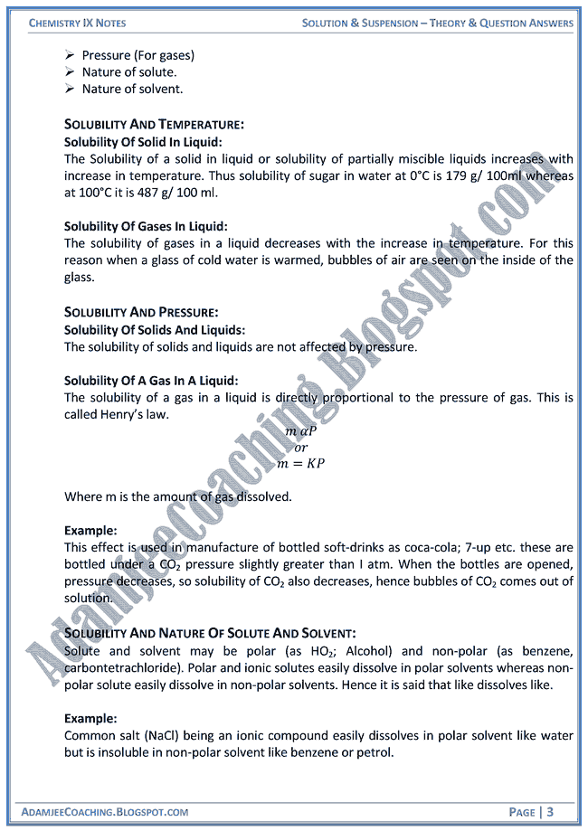 Adamjee Coaching Solution and Suspension Theory Notes and Question