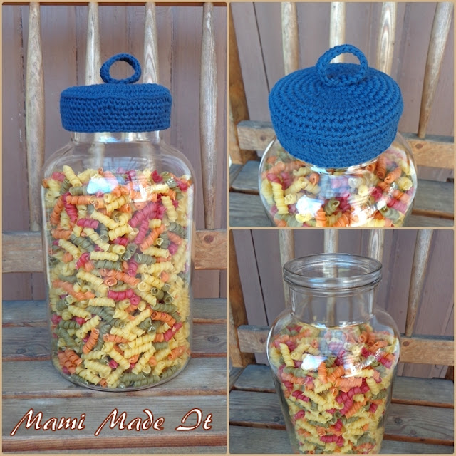 Jar with Crocheted Lid - Glas mit gehäkeltem Deckel