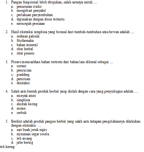 Alhamdulillah Latihan Soal Produksi Makanan Minuman Herbal Kelas 11 Tphp Desember 2017