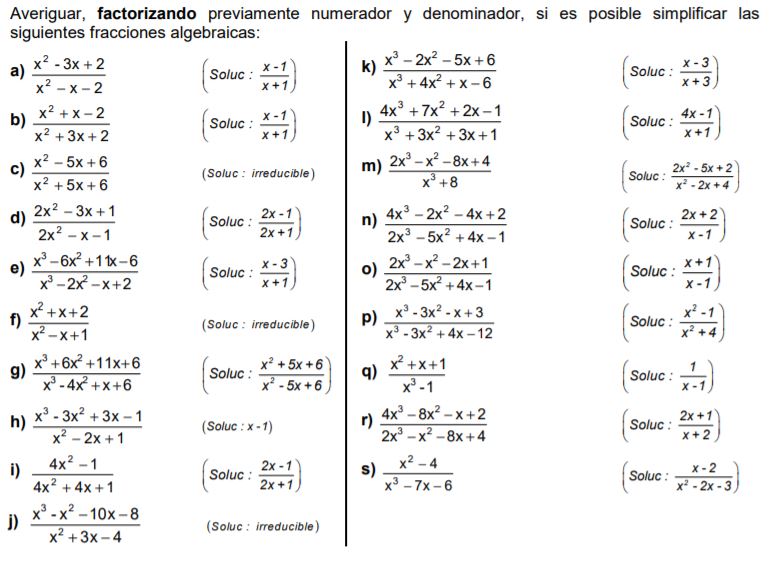 SIMPLIFICACION EXPRESIONES ALGEBRAICAS RACIONALES