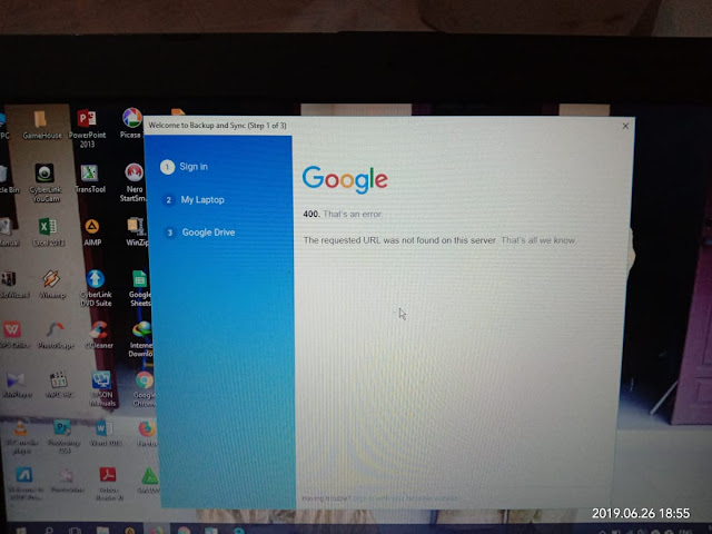 solusi Login Google Drive di PC / Laptop muncul halaman 400, that's an error