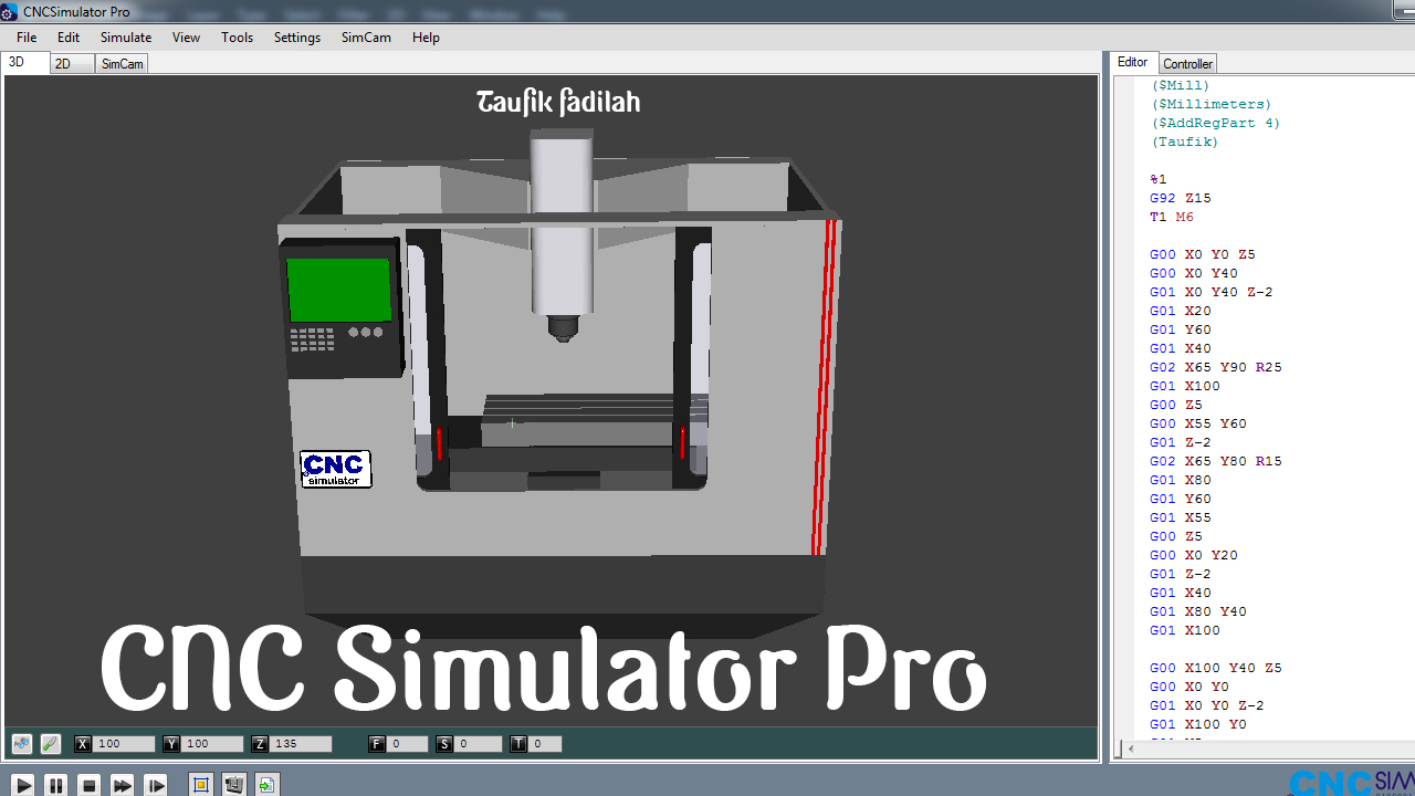 G Code Pada CNC Simulator Pro TEKNIK MESIN