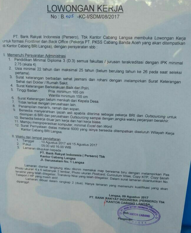 Lowongan Kerja Aceh Tamiang