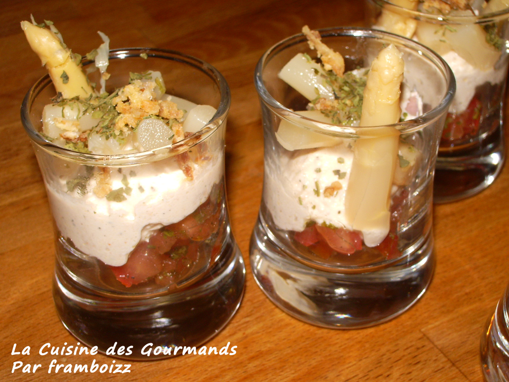 La Cuisine des Gourmands Verrines au thon et aux asperges blanches