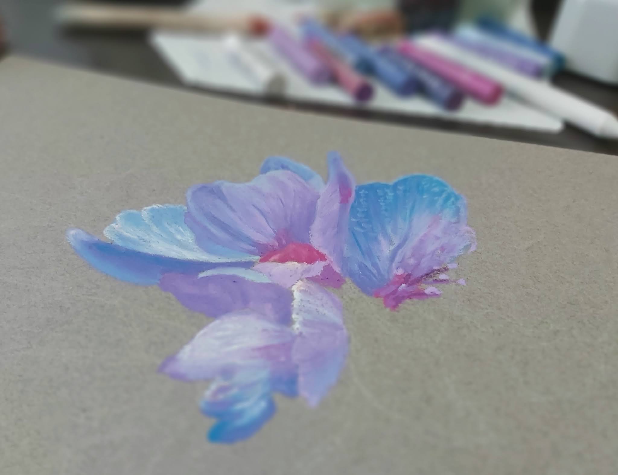 Oil pastels for flowers - blending and layering
