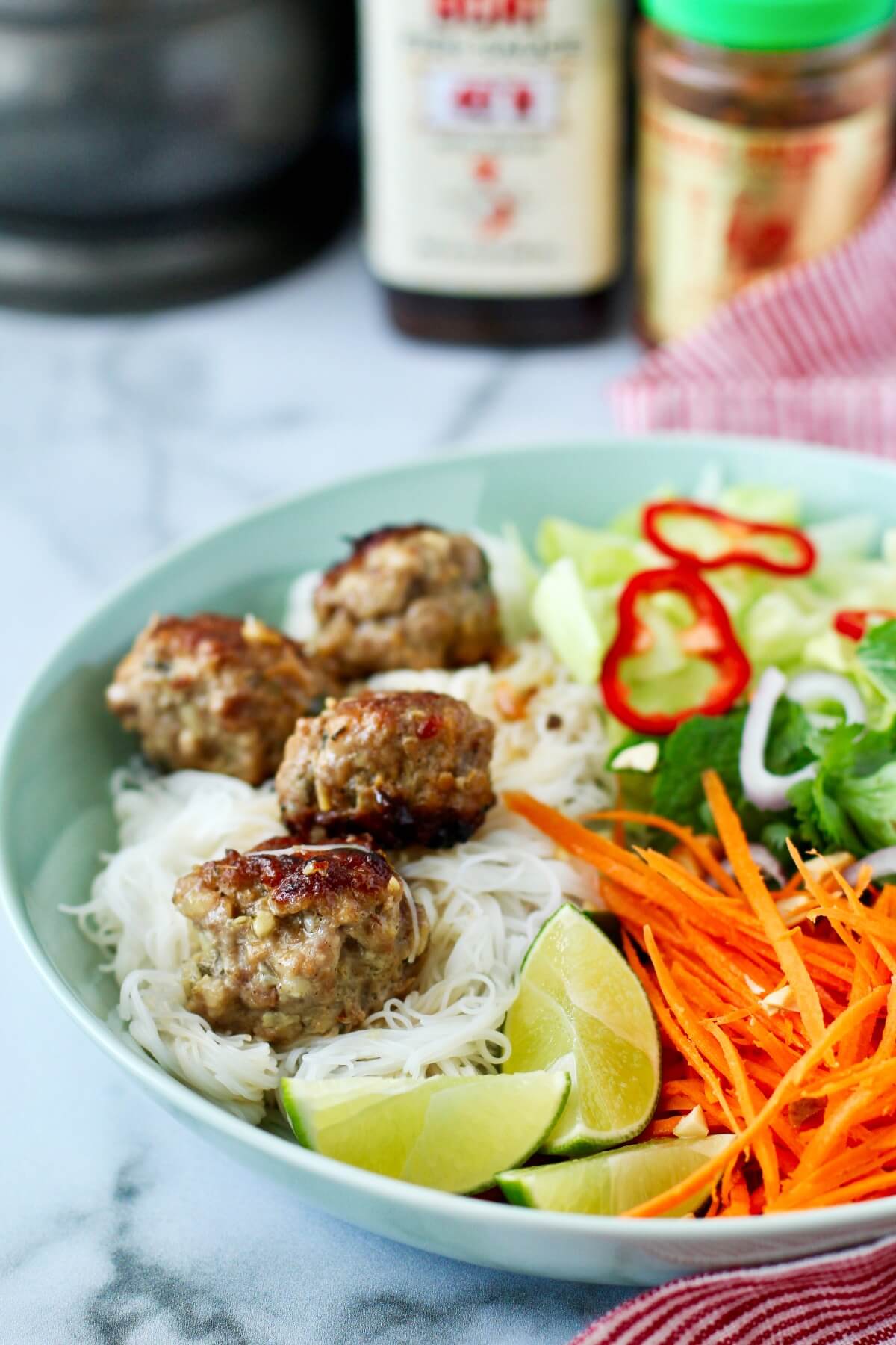 Vietnamese-Style Meatballs with Rice Noodles (Instant Pot)
