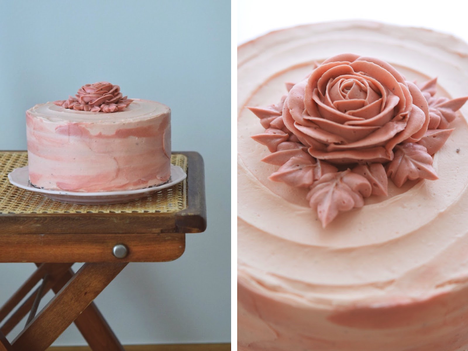 Bakergirl : Chocolate Marble Cake with Pink Buttercream Frosting