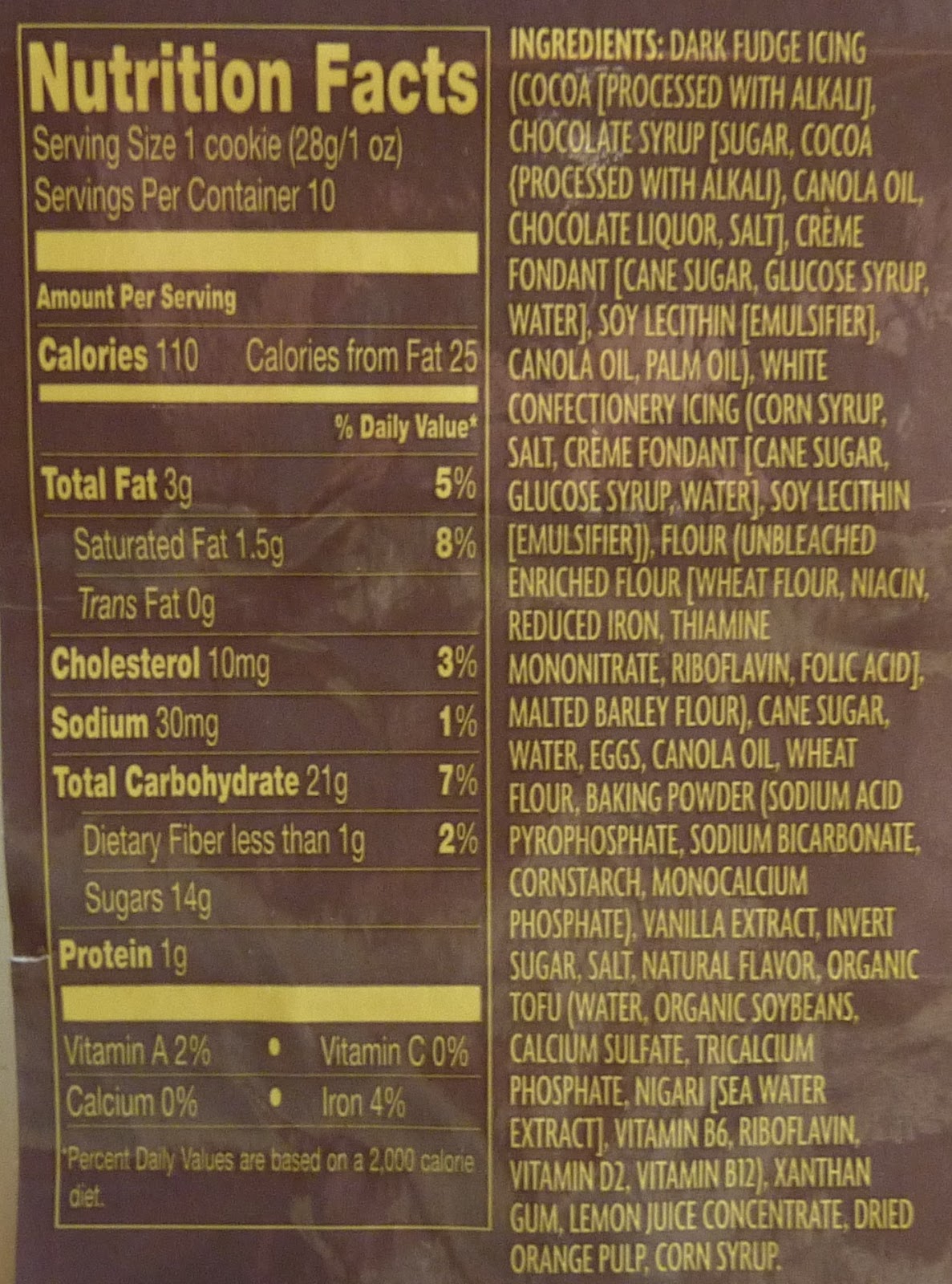 Half moon cookies are now 8 cookies instead of 10… are there any other