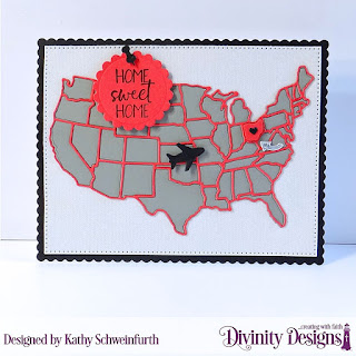 Divinity Designs Stamp Set: America The Beautiful, Custom Dies: USA Map, Scalloped Circles, Scalloped Rectangles, Pierced Rectangles, Paper Collection: Menswear Material 