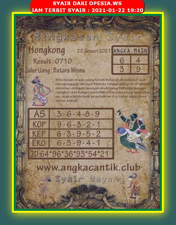 Syair Harian Hk 22 Januari 2021 Kode Syair Sgp Hk Sd Motesia