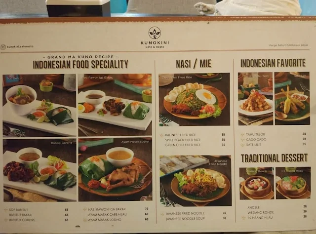 menu kunokini cafe and resto surabaya