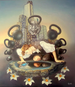 06-Narcissus-and-his-new-obsession-Gyuri-Lohmuller-Complex-Surreal-Paintings-that-make-you-Think-www-designstack-co