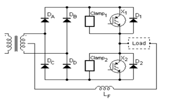 The circuit diagram is called to be Full-Bridge simplification since the number of equivalent Insulated-Gate Bipolar Transistor (IGBTs) is now a half 